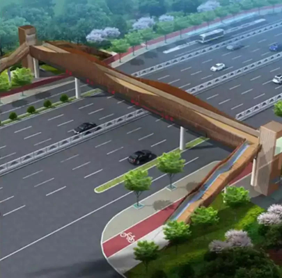 ISO Q345B Prefab Steel Structure Bridge Modular Pedestrian Bridge Anti Earthquake